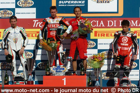 1er Troy Bayliss, 2ème Max Biaggi et 3ème Noriyuki Haga - Les manches Superbike et Supersport d'Italie 2007 à Vallelunga sur Moto-Net.Com