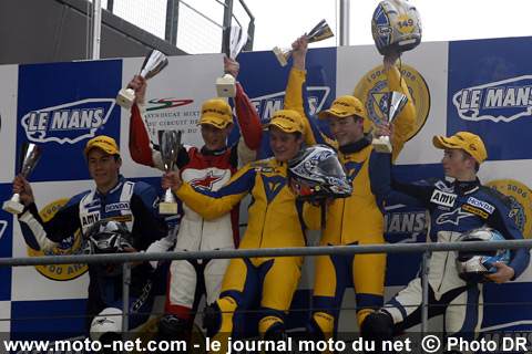 Steven Le Coquen 1er, Valentin Debise 2ème et Cyril Carrillo 3ème - Première épreuve du Championnat de France Superbike 2008 au Mans