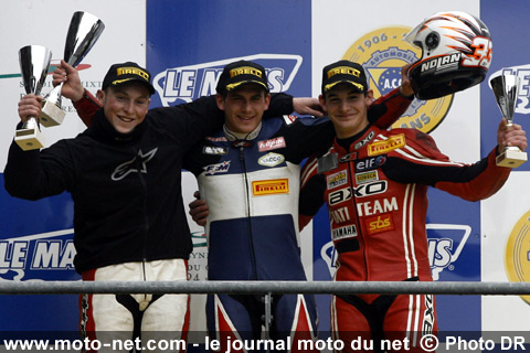 Anthony Loiseau 1er, Dylan Buisson 2ème et William Grarre 3ème - Première épreuve du Championnat de France Superbike 2008 au Mans