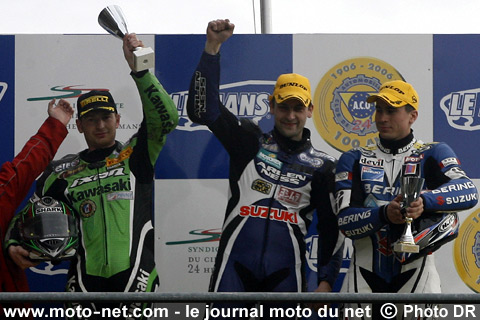 Christophe Michel 1er, Gwen Giabbani 2ème et Guillaume Dietrich 3ème - Première épreuve du Championnat de France Superbike 2008 au Mans