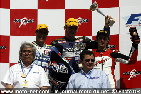1er Lucas de Carolis, 2ème Guillaume Dietrich et 3ème Thomas Metro - Deuxième épreuve du Championnat de France Superbike 2008 à Nogaro