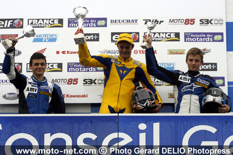 125 : Steve Le Coquen 1er, Kévin Meco 2ème et Cyril Carillo 3ème - Troisième épreuve du Championnat de France Superbike 2008 au Vigeant