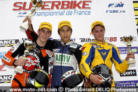 125 : Clément Dunikowski 1er, Valentin Debise 2ème et Steven Le Coquen 3ème - Quatrième épreuve du Championnat de France Superbike 2008 à Ledenon