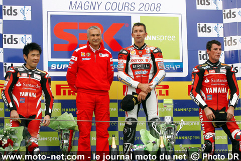 Troy Bayliss 1er, Noriyuki Haga 2ème et Troy Corser 3ème - Mondial Superbike France 2008 - Le retour des deux rois australiens !