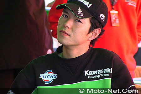 Makoto Tamada lors du Grand Prix de France, contraint d'abandonner le Grand Prix d'Italie sur problème pneumatique