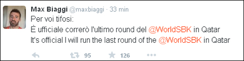 Max Biaggi confirme son retour en Superbike au Qatar