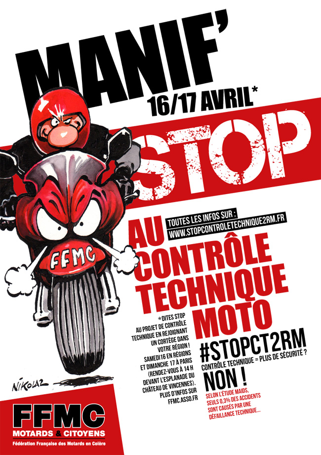 Liste des manifestations des 16 et 17 avril contre le contrôle technique moto