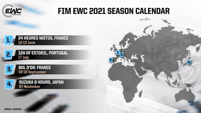 Nouveau calendrier du championnat du monde d'endurance moto EWC 2021