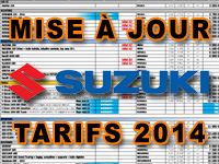 Mise à jour des tarifs Suzuki pour l'année 2014