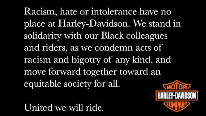 Harley-Davidson prend position contre le racisme et l'intolérance