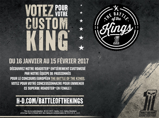 Harley-Davidson Battle of the Kings 2017 : votez pour la meilleure préparation Roadster !