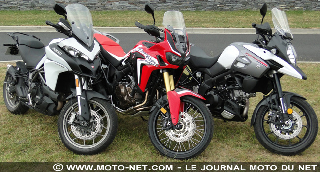 Essai comparatif Ducati Multistrada 950 Vs Honda Africa Twin Vs Suzuki V-Strom 1000 : en plein dans le mille