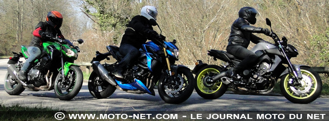 Kawasaki 900 Vs Suzuki GSX-S750 Vs Yamaha MT-09 : élection du meilleur roadster japonais maxi-mid-size