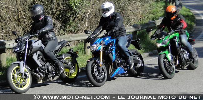 Kawasaki 900 Vs Suzuki GSX-S750 Vs Yamaha MT-09 : élection du meilleur roadster japonais maxi-mid-size