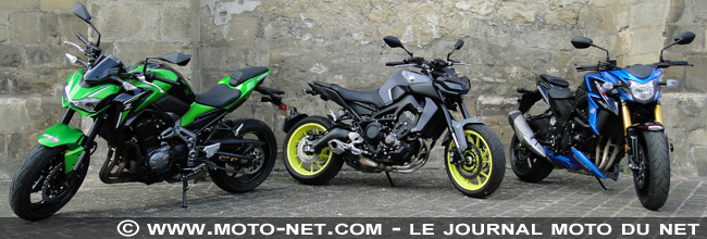 Kawasaki 900 Vs Suzuki GSX-S750 Vs Yamaha MT-09 : élection du meilleur roadster japonais maxi-mid-size