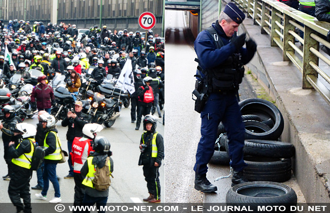 Motards et automobilistes défilent dans Paris contre la limitation de vitesse à 80 km/h