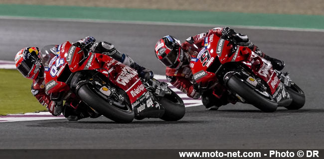 Andrea Dovizioso (Ducati officielle n°4) et Danilo Petrucci (Ducati officielle n°9)