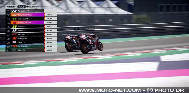 MotoGP virtuel : Quartararo offre le podium à Rossi, doublé des frères Marquezuez