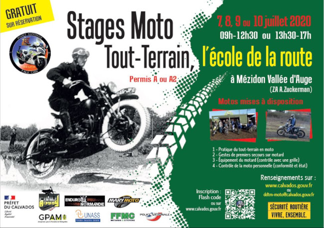 Stage gratuit de moto tout-terrain pour mieux conduire sur route