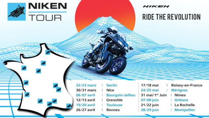 12 dates en France pour essayer le Yamaha Niken en 2019
