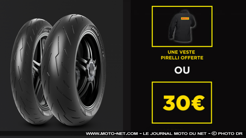 Une veste ou 30 euros à gagner avec les pneus moto Pirelli 
