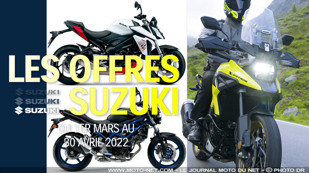 Offres Suzuki sur les GSX-S950, SV650 et V-Strom 1050 en mars et avril 2022