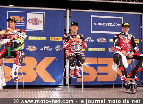 Troy Bayliss, Noriyuki Haga et Troy Corser - Les manches Superbike et Supersport de France 2007 à Magny-Cours sur Moto-Net.Com