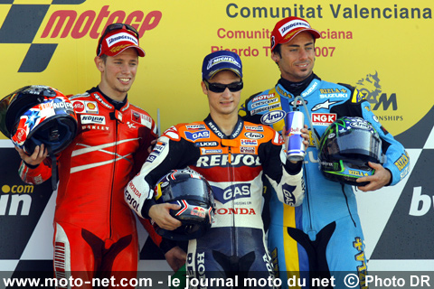 Dani Pedrosa 1er, Casey Stoner 2ème et John Hopkins 3ème - Grand Prix Moto de Valence 2007 : le tour par tour sur Moto-Net.Com