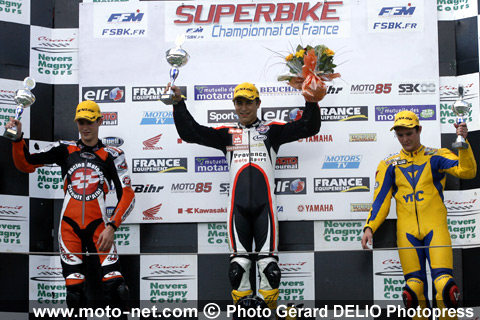 125 : Clément Dunikowski 1er, Valentin Debise 2ème et Steven Le Coquen 3ème - Sixième épreuve du Championnat de France Superbike 2008 à Magny-Cours