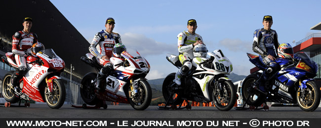 Les champions 2008 : Brendan Roberts STK 1000, Troy Bayliss SBK, Andrew Pitt SSP et Loris Baz STK 600