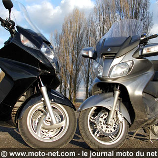 Essai comparatif maxiscooters Honda Silverwing 600 et Suzuki Burgman 650