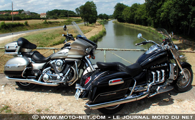 Face à Face Kawasaki VN 1700 Voyager / Triumph Rocket III Touring : 4 000 cc pour les vacances !
