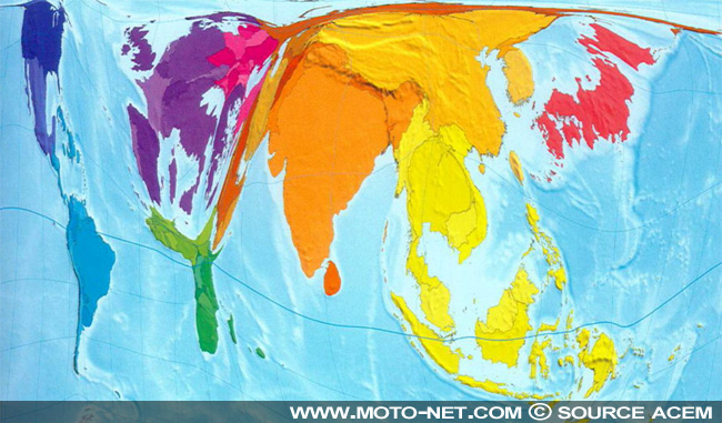 Carte du monde des deux-roues motorisés