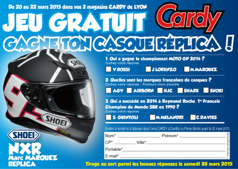 Nombreux casques Replica à gagner pour les portes ouvertes Cardy