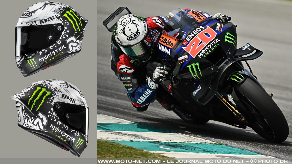 Le casque HJC RPHA-1 V2 Snow Diablo fait son bonhomme de piste 

Le casque RPHA-1 V2 - homologué FIM-02 - se décline en décoration Snow Diablo qui réplique celle utilisée pendant les essais d'intersaison par le pilote vedette de chez HJC, Fabio Quartararo. 
