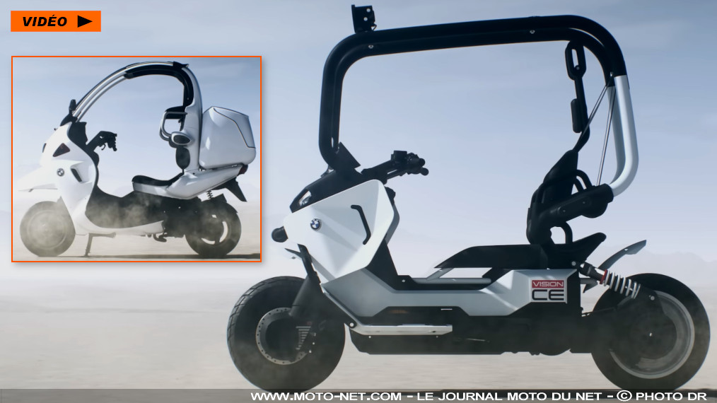 BMW dévoile sa rétro-vision du scooter à conduire sans casque 

Conduire son scooter sans porter de casque, ni tout autre équipement de protection, ça ne va pas bien la tête ? C'est déjà ce que proposait BMW Motorrad à travers son scooter C1, monumental flop de l'an 2000. Or les allemands reviennent à la charge (électrique, huhuhu) avec le concept Vision CE. Présentation.
