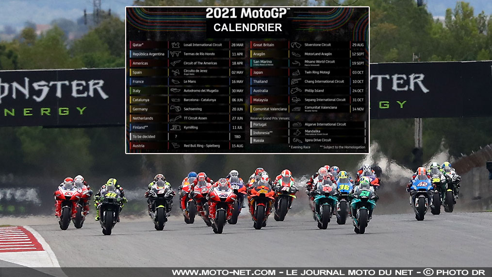 Le calendrier provisoire des Grands Prix MotoGP 2021