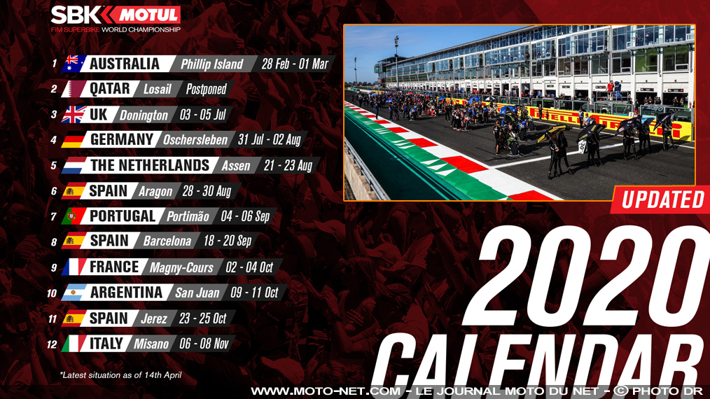 Calendrier 2020 des courses World Superbike et World Supersport 