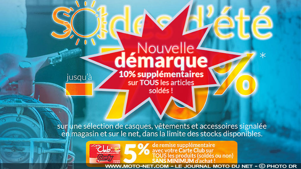 Jusqu'à 10% supplémentaires sur les soldes d'été moto Cardy