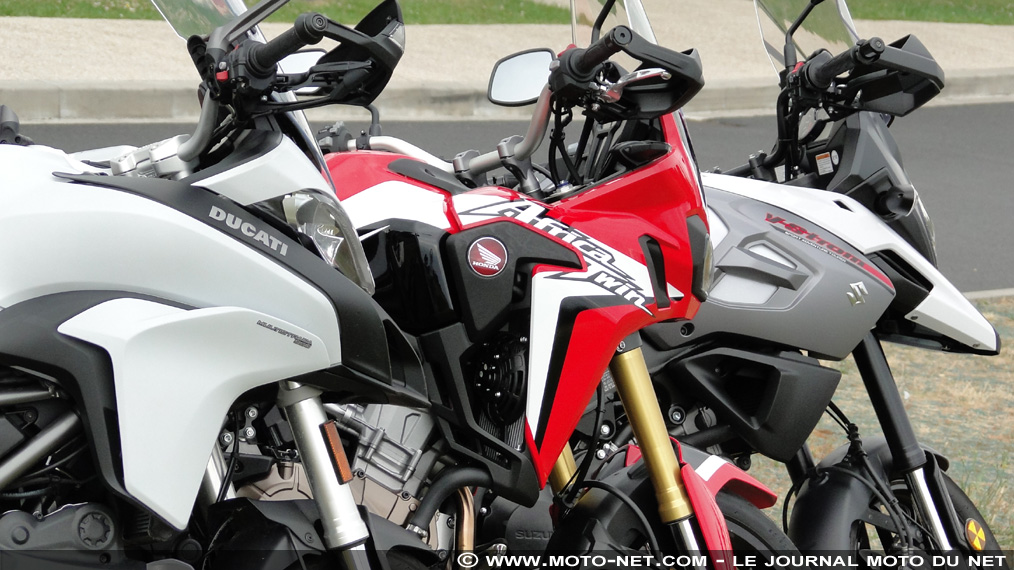 Essai comparatif Multistrada 950 Vs Africa Twin Vs V-Strom 1000 : en plein dans le mille