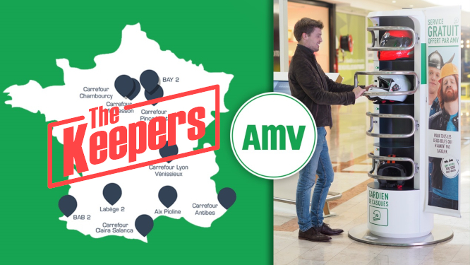 Consignes à casques moto gratuites dans les centres commerciaux avec AMV et The Keepers