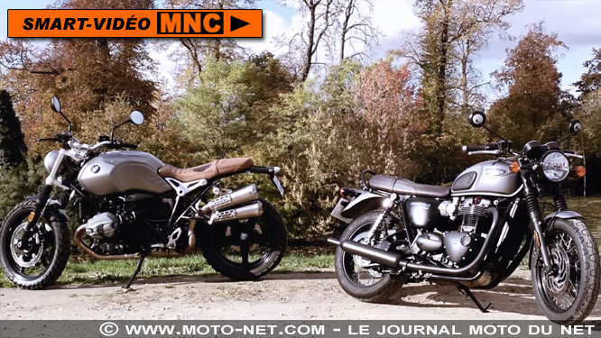 En direct du duel Bonneville T120 Vs R nine T Scrambler : moteurs !