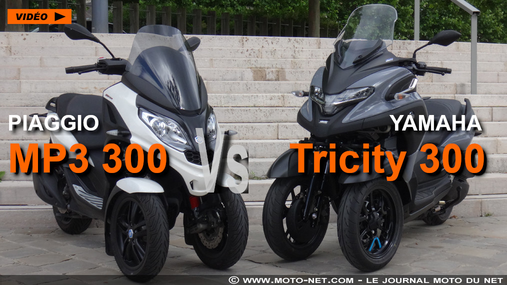 Essai comparatif Yamaha Tricity 300 Vs Piaggio MP3 300 HPE Sport : duel vidéo