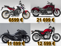 Prix des nouveautés Honda CB650, Vultus, F6C, VFR800 et CB1100