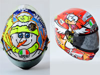 Zoom sur les casques AGV Winter test de Rossi et Iannone