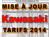 Mise à jour des tarifs Kawasaki 2014