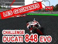 Les gagnants du 1er Challenge virtuel Ducati 848 Evo