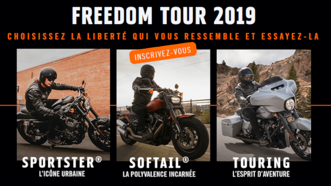 Comment essayer la gamme Harley-Davidson 2019 avec le Freedom Tour
