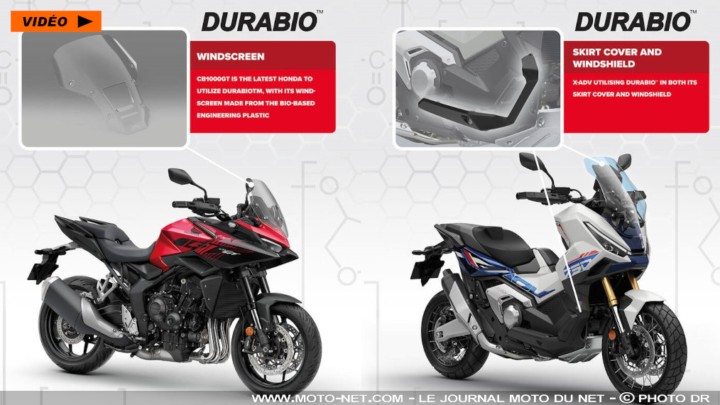 Honda cherche à construire des motos de plus en plus bio

Apparu en 2024 - et en première mondiale - sur l'Africa Twin, le Durabio est un plastique technique biosourcé qui se déploie petit à petit sur l'ensemble de la gamme Honda. Les Rouges de Tokyo emploient aussi davantage de plastiques et résines recyclées sur leurs motos. Afin de devenir plus verts ?! Explications.
