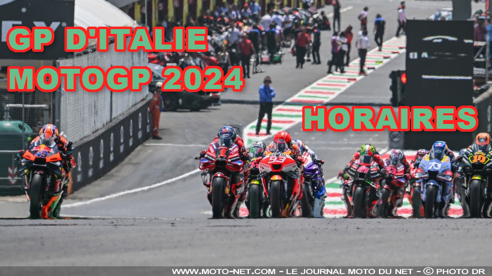 Horaires du Grand Prix d'Italie MotoGP 2024

Il est italien, pilote une Ducati, porte le ''Numero Uno'', est le plus rapide au Mugello, a signé la pole puis gagné le Sprint et la vraie course MotoGP l'an dernier : oui, Pecco Bagnaia est le grandissime favori pour le GP d'Italie 2024 qui se dispute ce week-end. Une belle occasion pour lui de remonter sur Jorge Martin au championnat !
